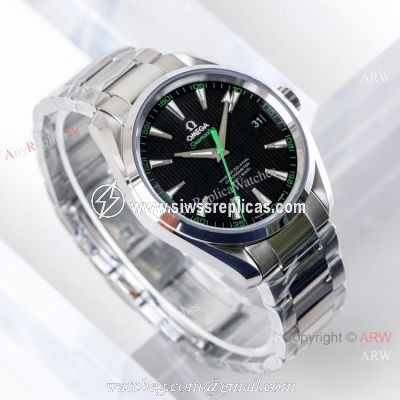 Swiss Replica Omega Seamaster Aqua Terra 150m VS Factory 8500 Watch Black Dial Green hand