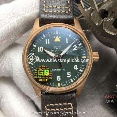 Super Clone IWC Big Pilots Spitfire Bronze Green Dial Watch Swiss 9015