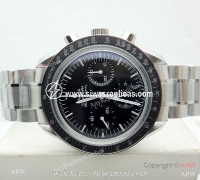 Swiss Grade 1 Omega Speedmaster 7750 Stainless Steel Black Bezel Swiss Replica Watches
