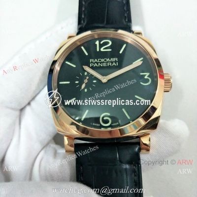 Fake Panerai Radiomir Rose Gold Black Dial 45mm Watch PAM00575