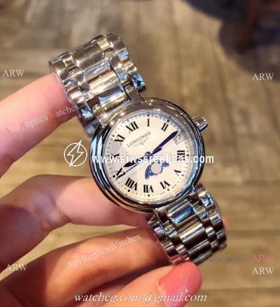 Longines PrimaLuna Quartz White Dial Ladies Watch New Replica