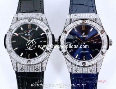 2019 Replica Hublot Classic Fusion Iced Out Diamond Watch 43mm