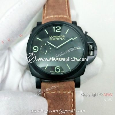 Luminor Marina Panerai Black Steel 44mm Watch Fake Panerai Watch PAM312