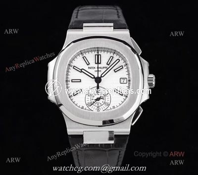 Swiss Replica 5980 Patek Philippe Nautilus 5980 Leather Watch With White Dial