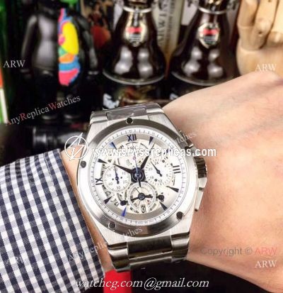 Fake IWC Aquatimer Chronograph Men Watches Stainless Steel White Face