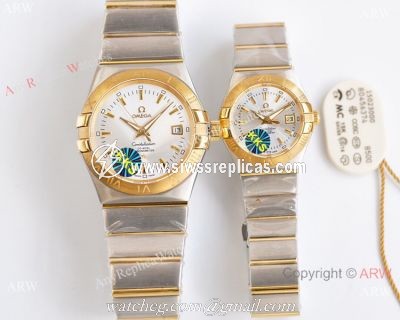 Swiss Quality Copy Omega Double Eagle Watches 2-Tone Silver Dial 38mm or 27mm