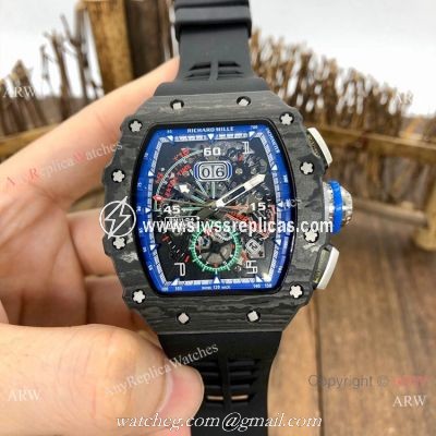 New Fake Richard Mille rm11-04 Men Watch Carbon Black Rubber Band