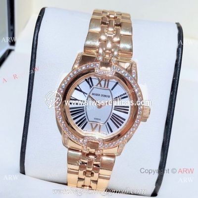 Copy Roger Dubuis Velvet Women Watches Silver Dial Rose Gold