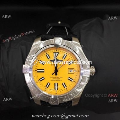 Breitling Avenger II Seawolf Watch Stianless Steel and Yellow Face