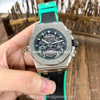 Knockoff Audemars Piguet Royal Oak Offshore Watches BlackGreen Rubber Strap