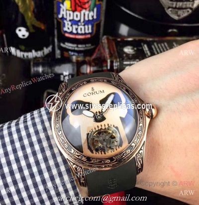 AAA Replica Corum Bubble Skull Watch Rose Gold &8216;Tattoo Rubber Strap