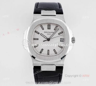 Swiss Replica Patek Philippe Nautilus Stainless Steel White Dial Watch Swiss 324 movement