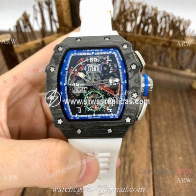 Replica Richard Mille RM11-04 Mens Watch Carbon fiber White Rubber Strap