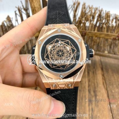 Top Quality Hublot Big Bang Sang Bleu II Watches Black Face Rose Gold