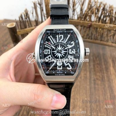 Knockoff Franck Muller Vanguard V45 Men Watch SS Black Arabic Dial
