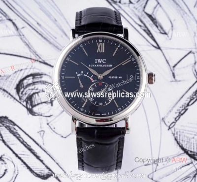 Swiss Replica IWC Portofino 8 Days Black Dial Power Reserve Automatic Watch