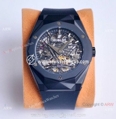Copy Hublot Classic Fusion Skeleton All Black Watches Automatic