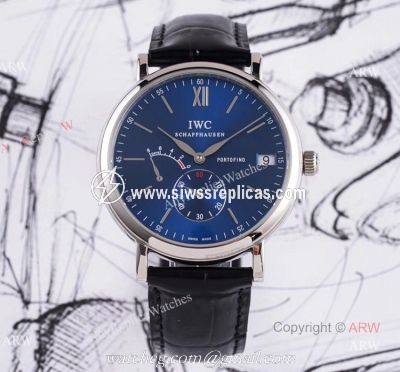 Swiss Replica IWC Portofino 8 Days Power Reserve Blue Dial Men Watch