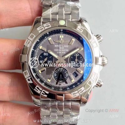 Swiss Breitling 1884 Replica Chronometre Certifie Stainless Steel Grey Dial Mens Watch