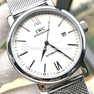 New IWC Portofino Stianless Steel White Face Watch Men