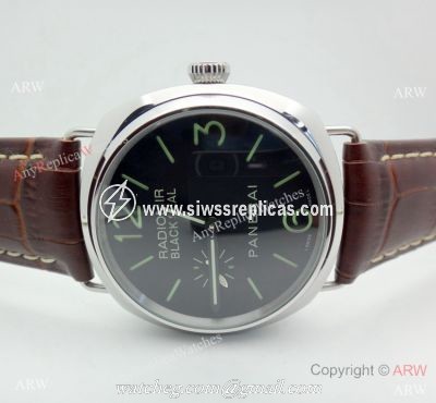 Panerai PAM183 Black Seal Watch SS Brown Leather Strap