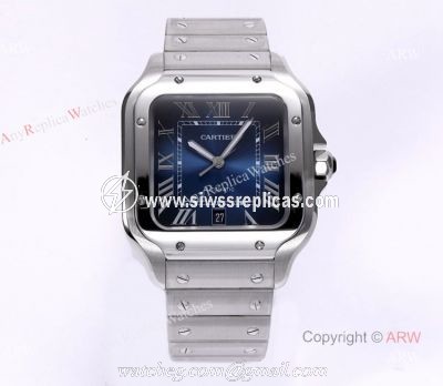 BV Factory 1:1 Copy Cartier Santos Mens Watch Cartier Santos Blue Dial Steel Watches
