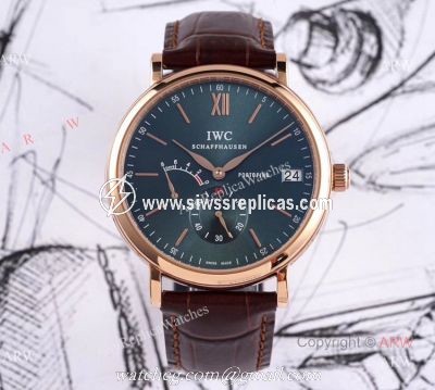 Swiss Replica IWC Portofino Green Dial Rose Gold Watch Best Iwc Portofino 8 Days Power Reserve For Men