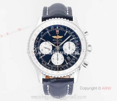 BLS Factory New Replica Breitling Navitimer B01 43mm Blue Dial Chronograph Watch
