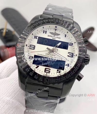 New Style Breitling Cockpit B50 Copy Watches Black Steel White Face