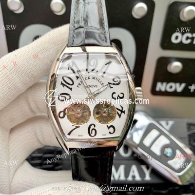 Best Copy Franck Muller Cintree Curvex Double Flying Tourbillon Watches SS White Dial
