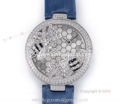 Replica Cartier Bees Decor Swiss Quartz Watch With Cartier Blue Leather Band