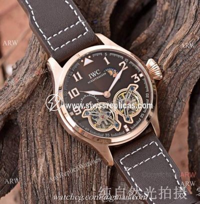 Copy IWC Big Pilots Double Tourbillon Watches Rose Gold Case
