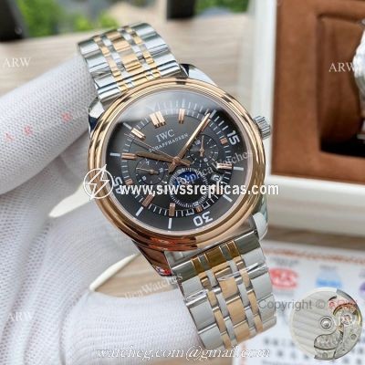 Copy IWC Schaffhausen Moonphase Two Tone Rose Gold Watch