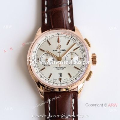 GF Factory Breitling Premier Chronograph B01 Watch A7750 Rose Gold