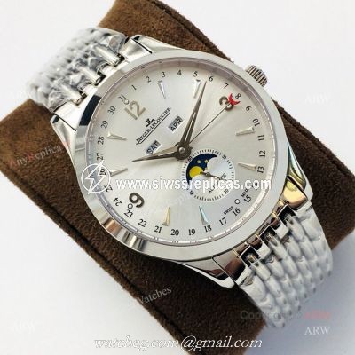 (JLF) Swiss Copy Jaeger-Lecoultre Moonphase Silver Dial Watch For Men
