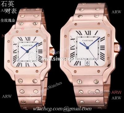New Replica Cartier Santos de Cartier Lover Watch Rose Gold Quartz