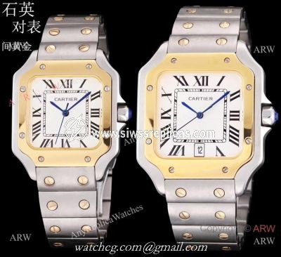 Best Copy Cartier Santos de Two Tone Quartz Watch 39mm or 35mm