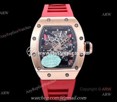 KV Factory Replica Richard Mille RM035 Americas Rose Gold Watch With Red Rubber Band