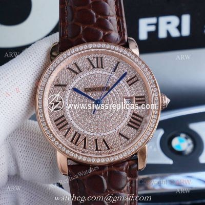 High Quality Cartier Ronde Solo 42mm rose gold Diamond Replica Watch