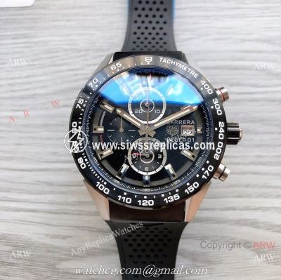 Best Quality Copy Tag Heuer Carrera Heuer 01 Watch Silver and Black
