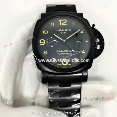 Fake Panerai Luminor GMT PAM 1441 Men Watch Black Steel