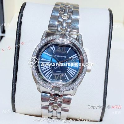 Copy Roger Dubuis Velvet Lady Watches Stainless Steel Blue Dial