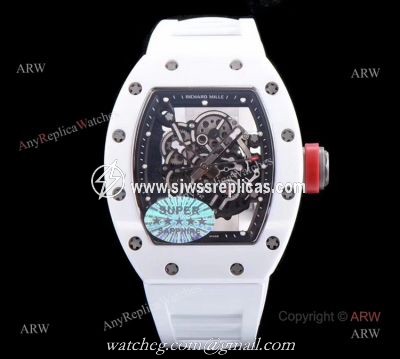 KV Factory Swiss Richard Mille Bubba Watson Watch RM055 White Ceramic Mens Watch
