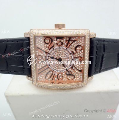 Replica Franck Muller Master Square Watch Rose Gold Full Diamond Automatic