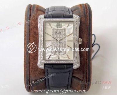 Swiss Replica Piaget Emperador Silver Diamond Watch For Men