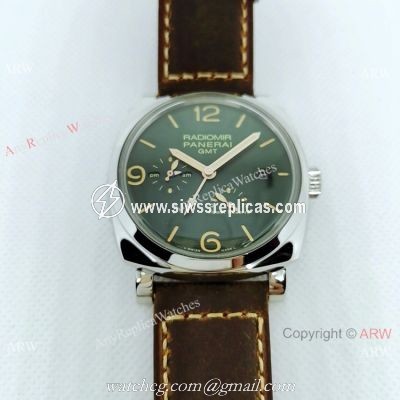 Copy Panerai Radiomir GMT Power Reserve PAM999 Watch SS Dark Green dial