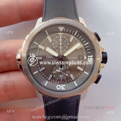 New IWC Aquatimer For Sale Grey Dial With Black Quick Change Rubber Band Swiss Replica Watch