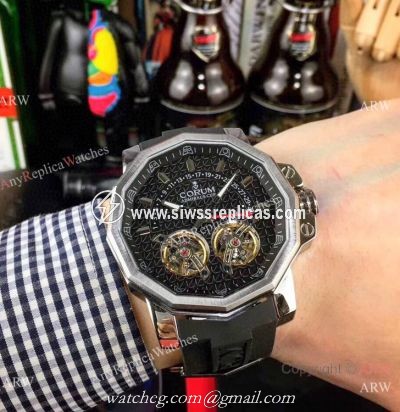 Replica Corum Admirals Cup Double Flying Tourbillon Black Dial Corum Watch