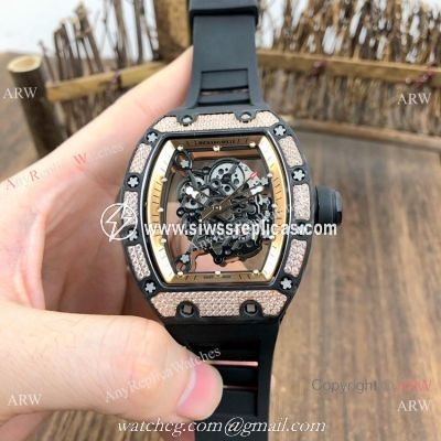 SWISS Replica Richard Mille Rm055 Rose Gold Diamond Watch V2 version