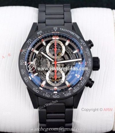 XF Swiss Grade TAG Heuer Carrera Heuer 01 Full Black Matt Ceramic Watch 2020 Newest